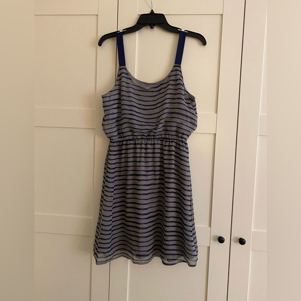 Grey n Navy Blue Striped women’s dress Xhilaration large